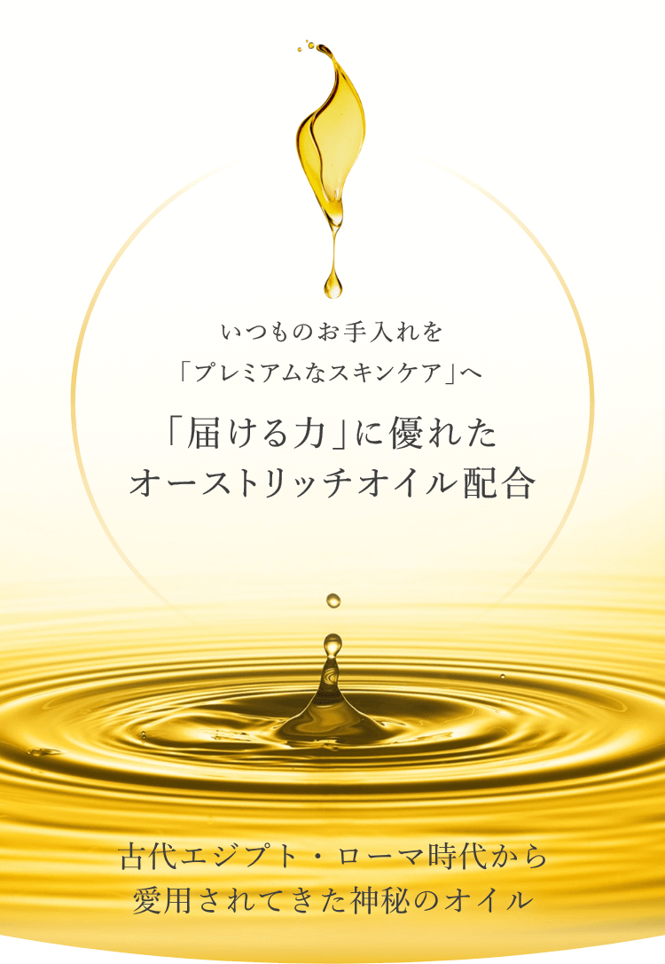 いつものお手入れを「プレミアムなスキンケア」へ「届ける力」に優れたオーストリッチオイル配合 古代エジプト・ローマ時代から愛用されてきた神秘のオイル